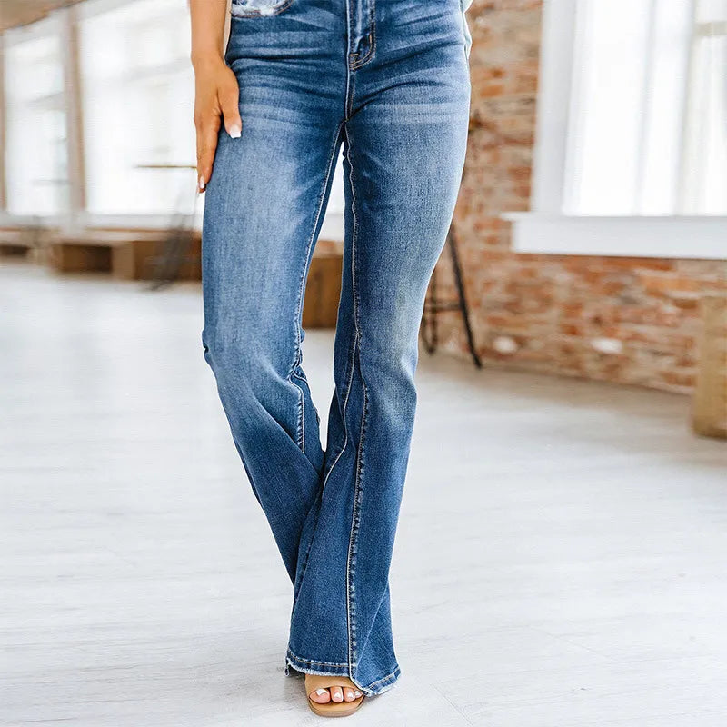 Jeans larges femme – Jean décontracté taille haute en denim léger et confortable