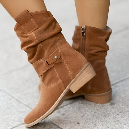 Bottes élégantes femme – Bottes en cuir chic à talons pour sorties et occasions