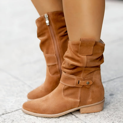 Bottes élégantes femme – Bottes en cuir chic à talons pour sorties et occasions