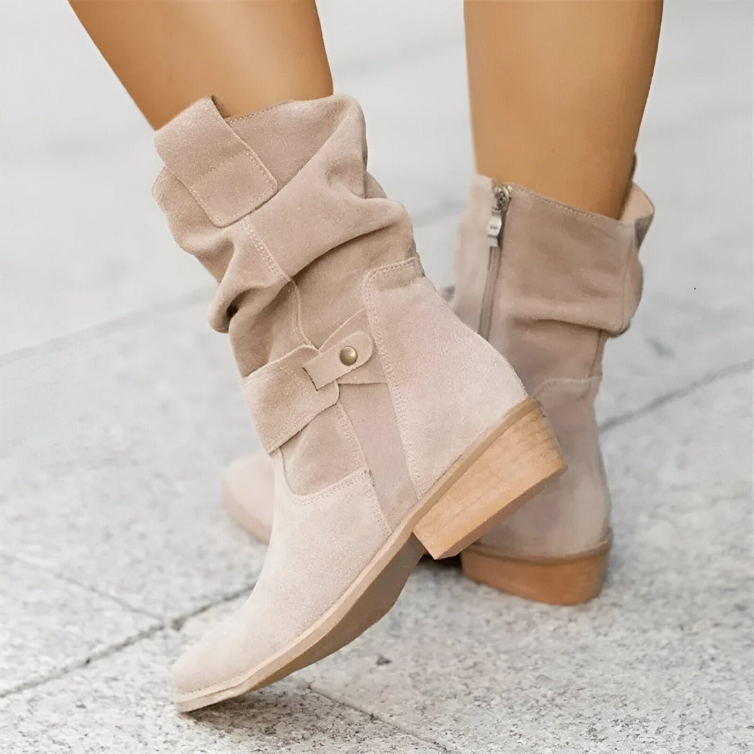 Bottes élégantes femme – Bottes en cuir chic à talons pour sorties et occasions