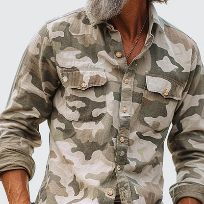 Chemise militaire homme – Chemise à design camouflé en coton confortable