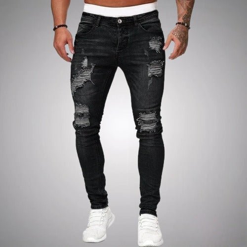 Jeans déchirés homme – Pantalon slim fit tendance en denim usé et confortable