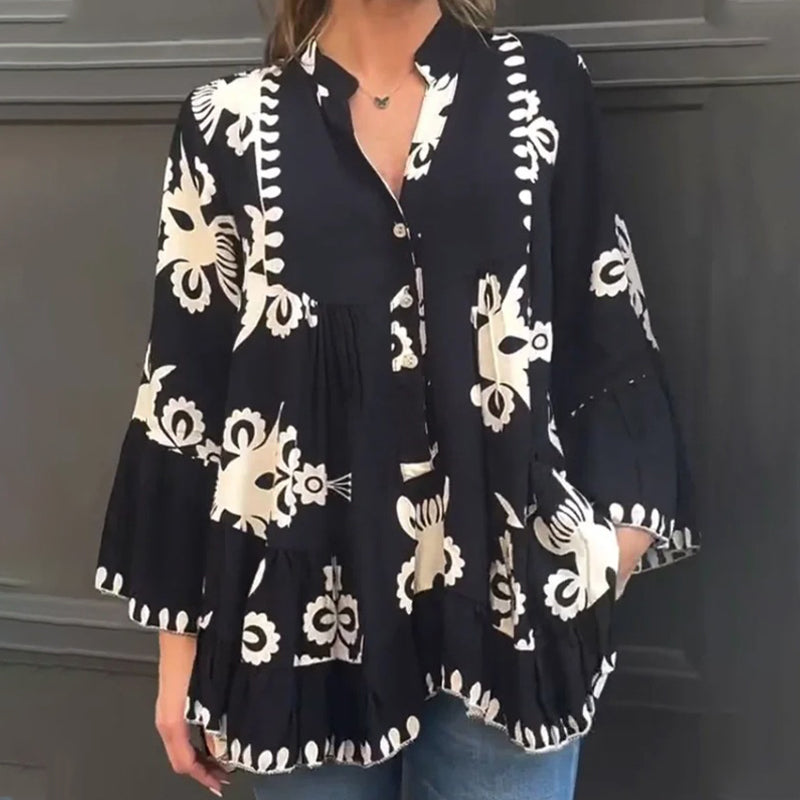 Blouse boho femme – Haut léger à manches longues pour été et vacances