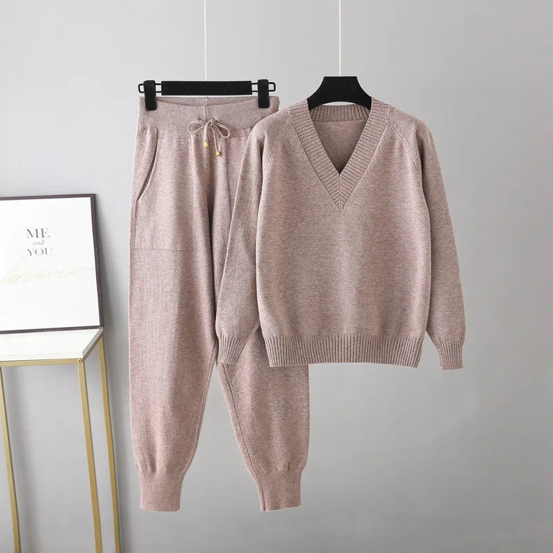 Ensemble pull et pantalon femme – Tenue décontractée élégante en tricot doux