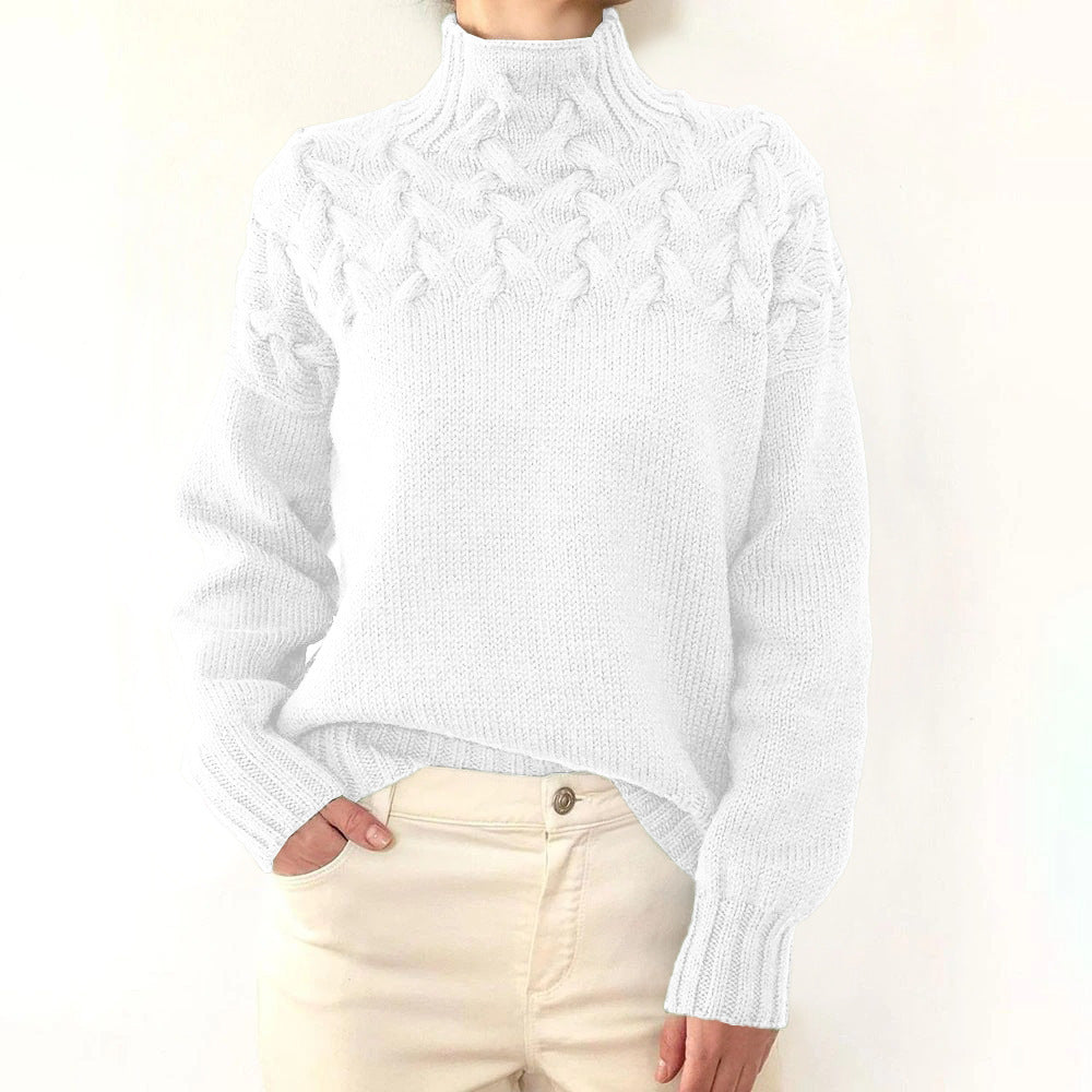 Pull col roulé femme – Pull tricoté chaud et élégant pour l'hiver