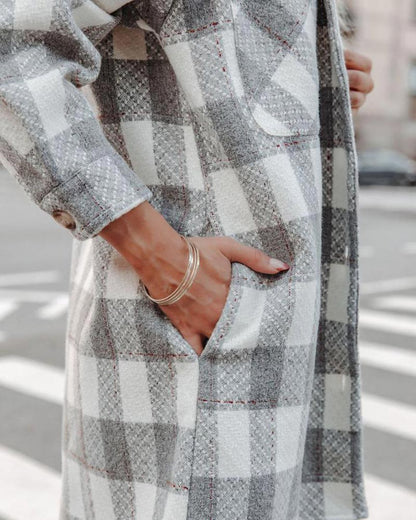 Veste à carreaux femme – Veste chic en flanelle à coupe ajustée pour automne