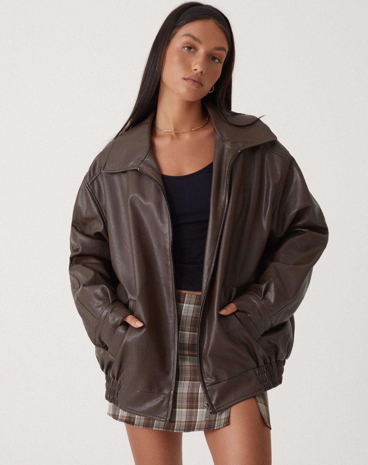 Veste en cuir femme – Veste loose élégante en cuir pour un look décontracté