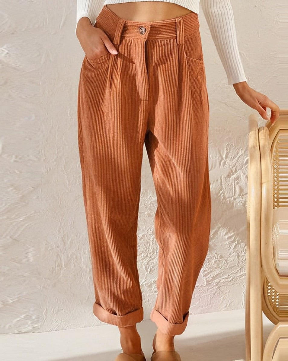 Pantalons en velours femme – Pantalons élégants coupe chic pour soirée