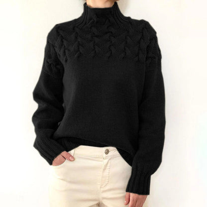 Pull col roulé femme – Pull tricoté chaud et élégant pour l'hiver